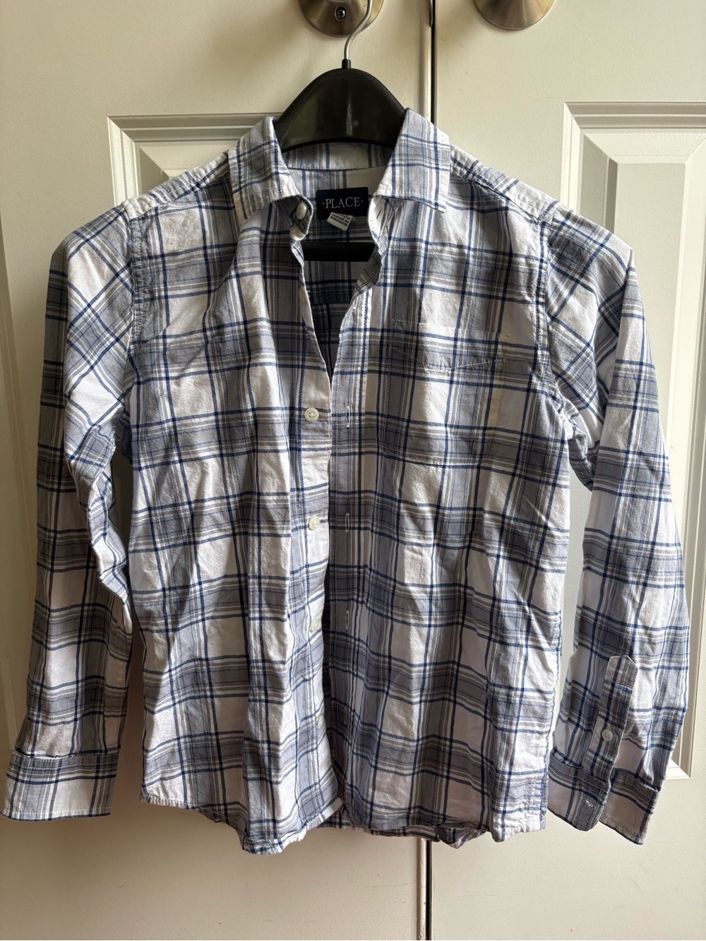 The Children’s Place Button-Up Shirt — Blue & White Plaid